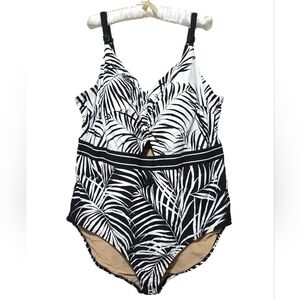 Swim by Cacique Lane Bryant One Piece Swimsuit Black White Size 28